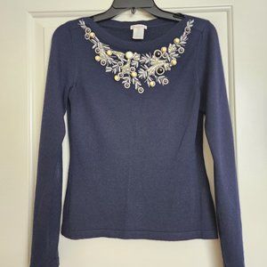 Navy blue cashmere sweater , size S, with